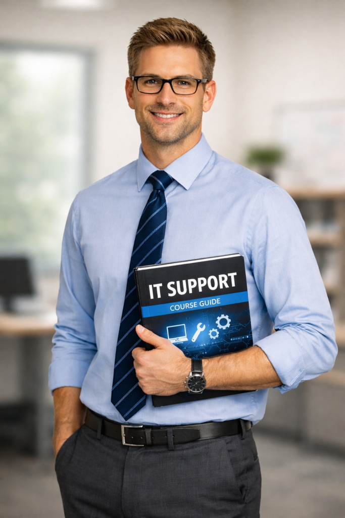 teacher is standing with books